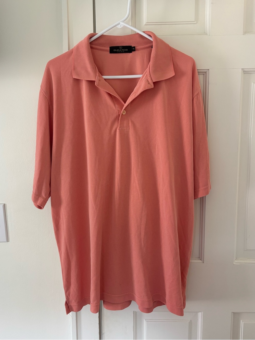 Bugatchi Men's Coral-Peach Short Sleeve Polo